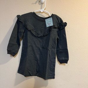 Okie Dokie Girls Toddler Dress Size 2T Gray Long Sleeve Cotton Polyester Cotton